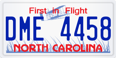 NC license plate DME4458