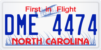 NC license plate DME4474