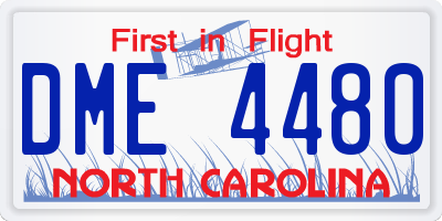 NC license plate DME4480