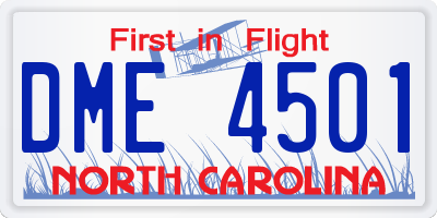 NC license plate DME4501