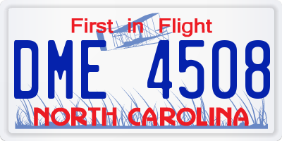 NC license plate DME4508