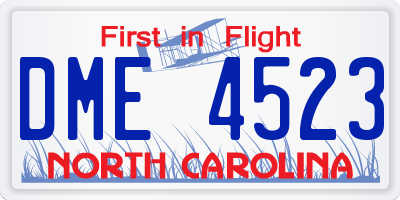 NC license plate DME4523