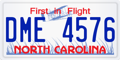 NC license plate DME4576