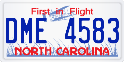 NC license plate DME4583