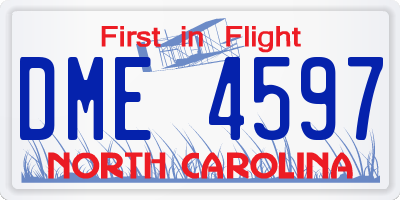 NC license plate DME4597