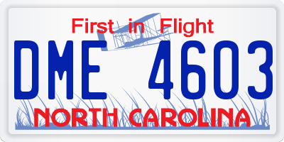 NC license plate DME4603