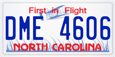 NC license plate DME4606