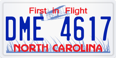 NC license plate DME4617
