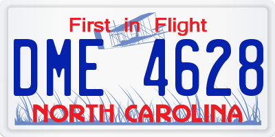 NC license plate DME4628