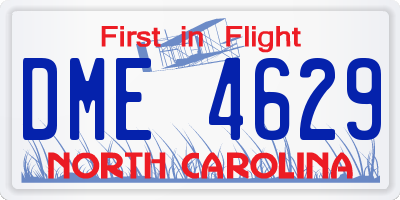 NC license plate DME4629
