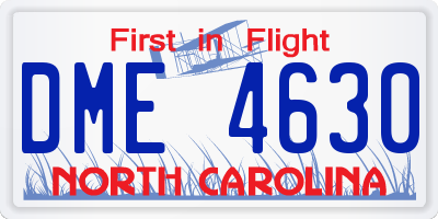 NC license plate DME4630