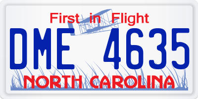 NC license plate DME4635