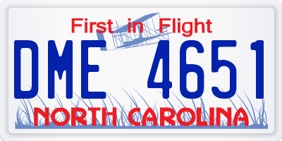NC license plate DME4651