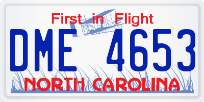 NC license plate DME4653