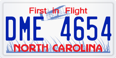 NC license plate DME4654