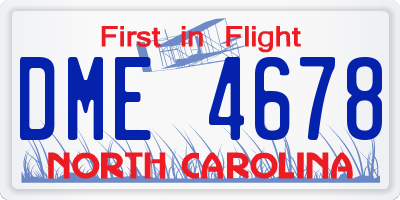 NC license plate DME4678