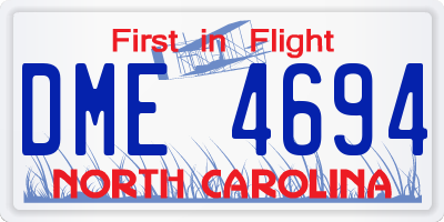 NC license plate DME4694