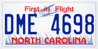 NC license plate DME4698