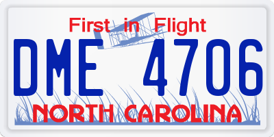 NC license plate DME4706