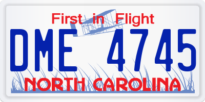 NC license plate DME4745