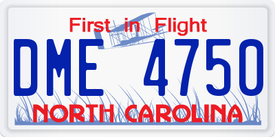 NC license plate DME4750