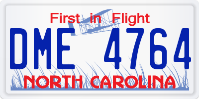 NC license plate DME4764