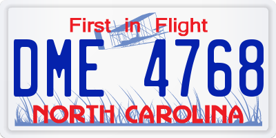 NC license plate DME4768