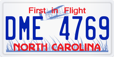 NC license plate DME4769