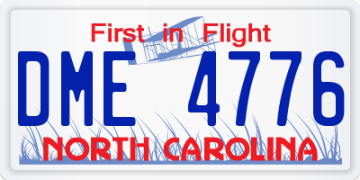 NC license plate DME4776