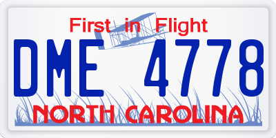 NC license plate DME4778