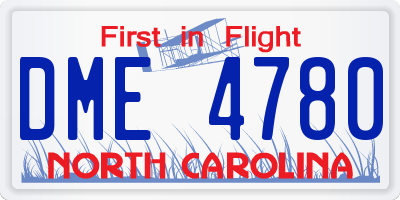 NC license plate DME4780