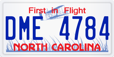 NC license plate DME4784
