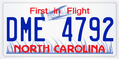 NC license plate DME4792