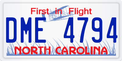 NC license plate DME4794