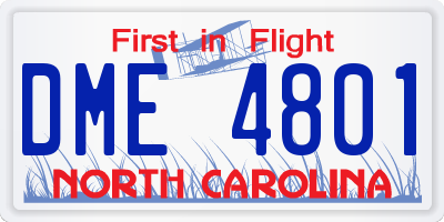 NC license plate DME4801