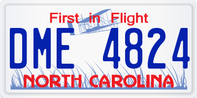 NC license plate DME4824