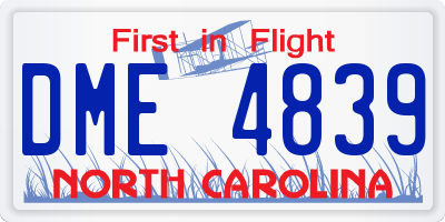 NC license plate DME4839