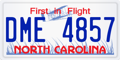 NC license plate DME4857