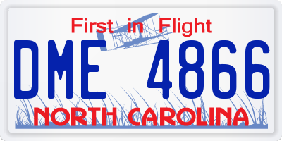 NC license plate DME4866