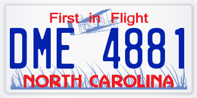 NC license plate DME4881