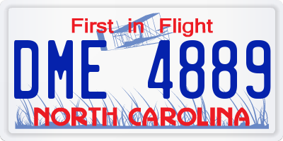 NC license plate DME4889