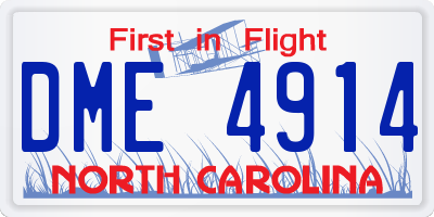 NC license plate DME4914