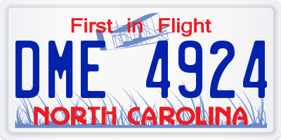 NC license plate DME4924