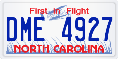 NC license plate DME4927