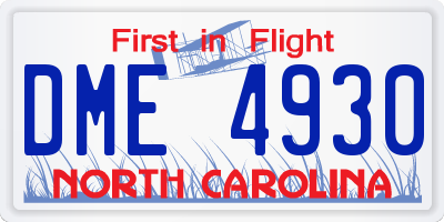 NC license plate DME4930