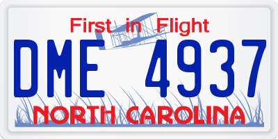 NC license plate DME4937