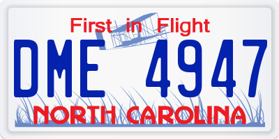 NC license plate DME4947