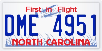 NC license plate DME4951