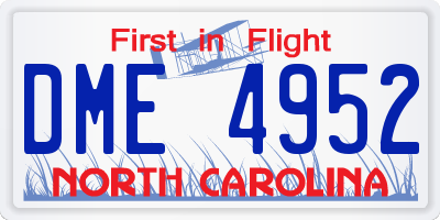 NC license plate DME4952