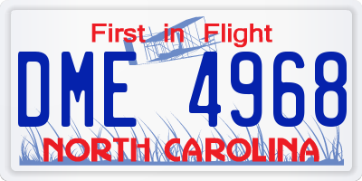NC license plate DME4968